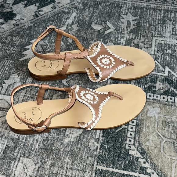 Jack Rogers women’s Maci Brown and White Sandals size 7.5 - Picture 2 of 6